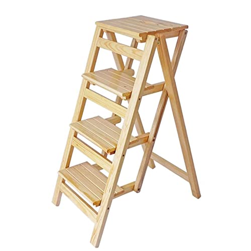 Pealihuy 4 escabeaux en Bois échelles étagère de Rangement Porte-Fleurs Maison escabeau Pliant bibliothèque escalier Chaise Jardin Outil échelle, Hauteur 92 cm, Gain de Place
