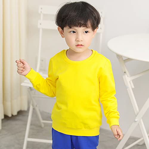 Betadog Boys Crewneck Sweatshirt Youth Sweatshirts Long Sleeve Basic Pullover Soft Warm Thin for (Yellow, 4-5 Years)3