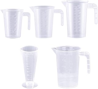 Belvanr Récipient Gradué 5 Pièces Verre Doseur en Plastique Récipient Gradué Transparent Verre Mesureur 100ml Tasse à Mesu...