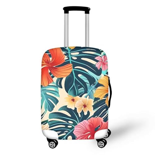 Image of Mumeson Tropical Flower Travel Luggage Cover Suitcase Protector Smooth Zipper Elastic Luggage Baggage Protective Fit Suitcase 18,19,20,21 inch