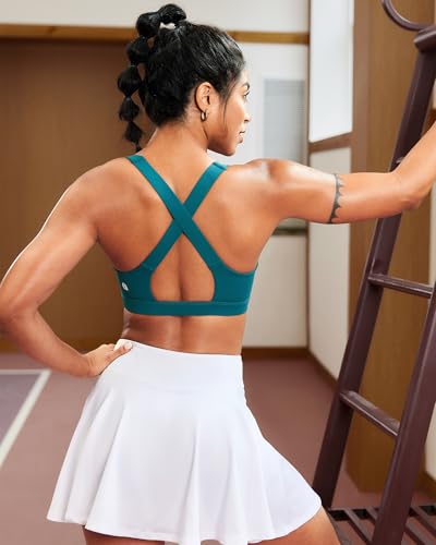 Image of RUNNING GIRL High Impact Sports Bras for Women,Crisscross Back High Support Bra Moulded Cup Workout Bra Push up(WX3072 Storm Teal XXL)
