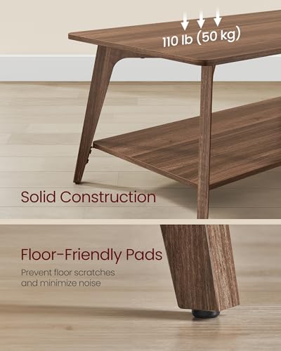 VASAGLE MAEZO Collection - Coffee Table, 2-Tier Center Table with Storage, Tapered Legs, Curved Transitions, 21.7 x 39.4 x 17.7 Inches, Easy to Assemble, for Living Room, Chestnut Brown ULCT249KX01S - Image 6