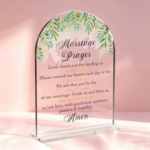 Marriage Prayer Sign, Wedding Engagement Bridal Shower Christian Religious Decor for Reception Ceremony Anniversary Party, Weddings Acrylic Sign