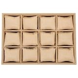 PACKOVE Vassoio Porta Orologi da Vetrina Cuscini Divisori, Organizer per Bracciali e Gioielli, Espositore Compatto Design Trapezoidale Khaki per Uso Casa e Ufficio