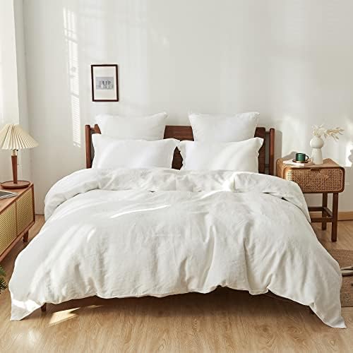 Simple&Opulence Super King Duvet Cover Set-100% Linen Duvet Cover-1 Breathable Soft Quilt Cover with 2 Pillowcases-Luxury Hypoallergenic Flax Linen Bedding-Olive Green