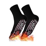 💝【 Material】Aus hochwertiger Polyester-Baumwolle mit den Eigenschaften von weich und bequem, hat eine lange Lebensdauer. auf der Innenseite sind Turmalin Massagenoppen im Sohlenbereich angebracht. Die Unterseite der Socken hat ein Turmalin-Design, das sich selbst erhitzt, um Ihre Füße bei kaltem Wetter zu entspannen und zu entspannen.