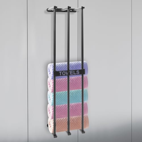 Modern-Depo Bathroom Towel Rack New Upgrade 3 Bar Towel Holder for Rolled Towels, Wall Mounted Towel-Rack Storage for Folded Large Towel Washcloths, Black