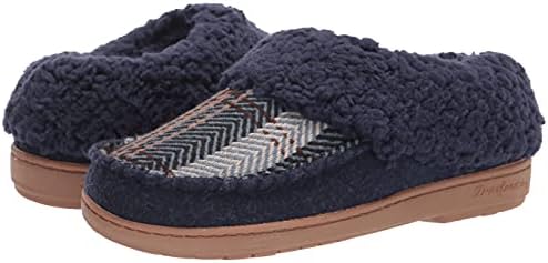 Dearfoams Women's Elaine Blanket Plaid Moc Toe Clog Slipper, Peacoat, Small | Image 6
