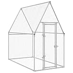vidaXL Chicken Cage, Chicken Coop with Door, Chicken Run Cage for Outdoor Farm Poultry, Hen House, Animal House, Silver Galvanised Steel