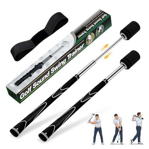 Eclove Retractable Golf Swing Training Aid, Golf Grip Trainer for Chipping Hitting, Golf Swing Trainer with Wrist Immobilizer for Right Left Hands, Golf Telescopic Club for Indoor & Outdoor