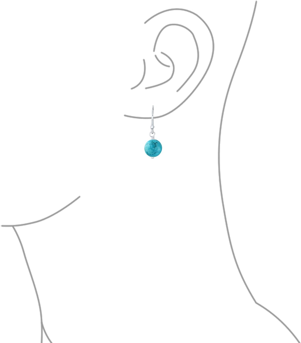 Simple Basic Gemstone Round 8MM Bead Ball Drop Dangle Earrings For Women Teen Secure French Fish Hook Wire .925 Sterling Silver Birthstones More Colors