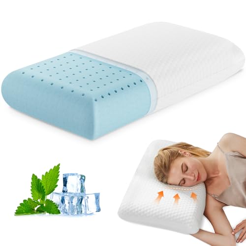 OLIXIS Memory Foam Pillow Standard Size Pillows for Sleeping White 1 PCS