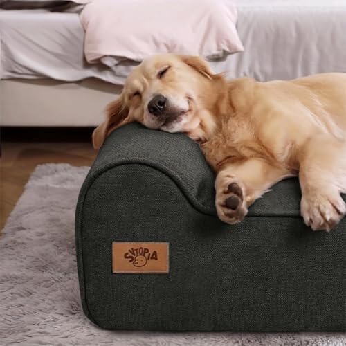 Image of Sytopia 7 inch Thick Orthopedic Dog Beds for Extra Large Dogs (50 inch x 34 inch x 7 inch), Chew Proof Fabric Cover, 35D Memory Foam Dog Beds with Durable Waterproof Liner & Removable Washable Cover, Black