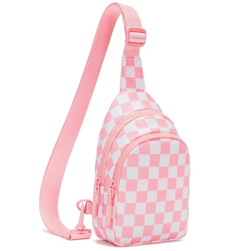 FODOKO Crossbody bags for women checkered Adjustable Waterproof fanny pack sling Bag,nylon quilted,travel purses