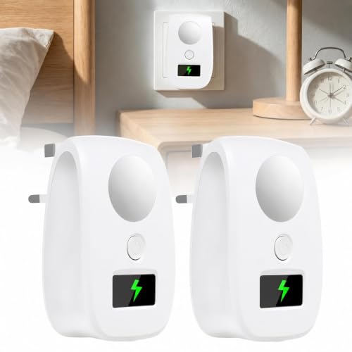 2 Pack Household Voltage Stabilizer 220V Household Over & Under Voltage Stabiliser Socket Surge Spike Protection Wall Plug for Fridge TV Air Conditioner Washing Machine