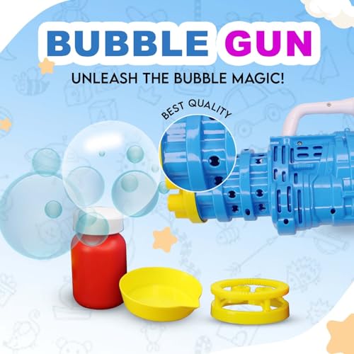 Image of Fully Easy to Use Bubble Gun Toy with 1 Bubble Liquid and Tray for Kids Indoor and Outdoor Fun Play Birthday Gifts