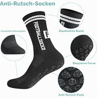 Apricitie 3 Paare Fussball Socken Kinder Grip Socks(M, Weiß+Schwarz+Rot) – Ansicht 5