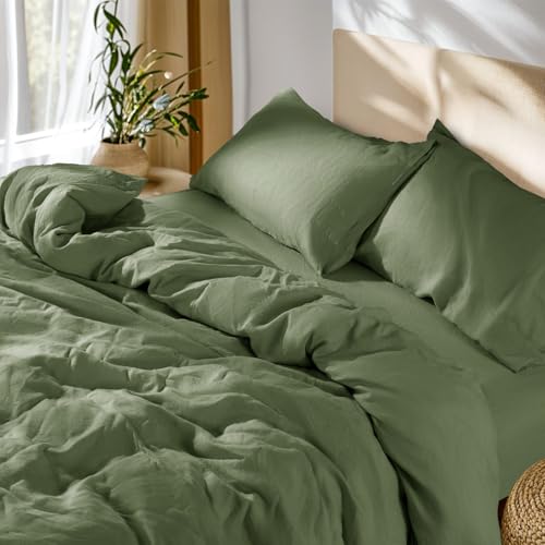 SONORO KATE 100% French Linen King Duvet Cover Set,Zipper Closure,3PC