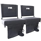 BRAWNTIDE Stadium Seat for Bleachers with Back Support - Wide Padded Bleacher Seat, Portable Folding Stadium Chair with Thick Cushion, Hooks, Shoulder Strap, Storage, Ideal for Games & Sports (Black)