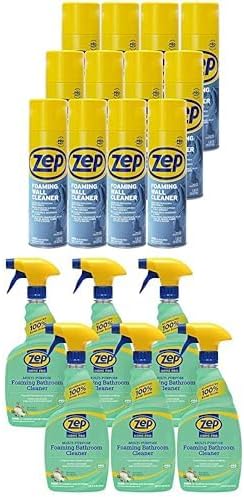 Zep Foaming Wall Cleaner Home Pro Multi-Purpose Foaming Bathroom Cleaner - ZUFWC18 18 oz (case of 12) & R53106 32 oz (Case of 6) - Removes Stains Without Damaging Finishes & Removes Soap Scum