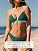 CUPSHE Bikini Set for Women Two Piece Swimsuits V Neck Low Rise Crisscross Back Self Tie Spaghetti Straps,XL Green/Teal