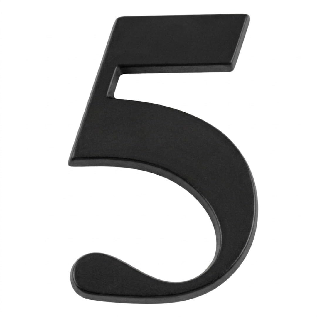 3" Self Adhesive Door Number, Times Roman, Black, 5