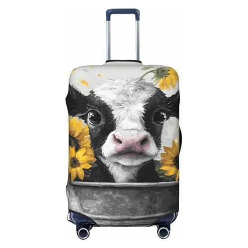 Cute Cow In An Old Metal Tub Elastic Travel Luggage Covers Dustproof Scratch-Resistant Suitcase Protector Fit 22-24 Inch