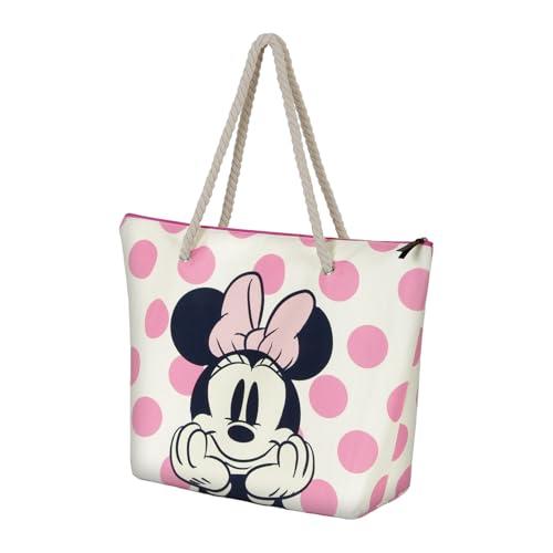 Disney Minnie Mouse Dots-Sac de Plage Soleil, Rose, 52 x 37 cm
