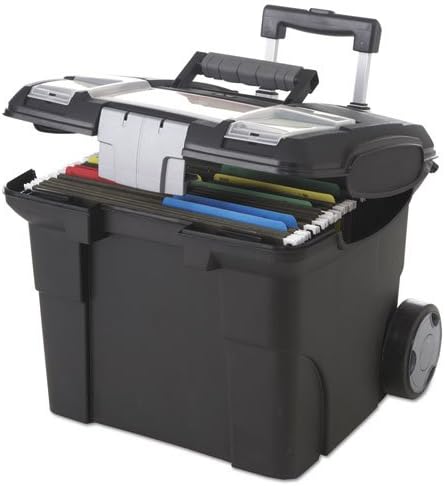 Premium File Cart, 15w x 16 3/8d x 14 1/4 to 30h, Black