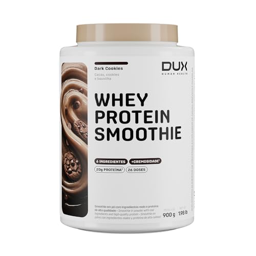 Whey Protein Smoothie DUX 900g Dark Cookies – Suplemento Proteico com 20g de Proteína por Dose, Textura Cremosa, Fonte de Energia e Sabor Exclusivo