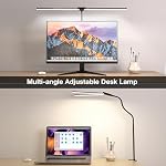 Hensam Lampe de bureau pour bureau à double tête à l'intérieur lumière de bureau, contrôle tactile 5 Niveaux de luminosité 5 Modes de couleur, Lampe de bureau d'architecte pour la lecture / travail / étude [12W,Noir]