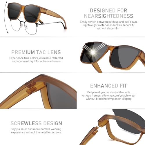 Image of GEGURI Polarized Sunglasses Fit Over Glasses for Men Women, Oversized Square Sun Glasses UV400 Protection Shades