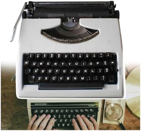 Classic Vintage Manual Typewriter - Two-Color Printing, Ribbon Included, Retro Design for Creative Writers - Ideal Gift for Writers (White)