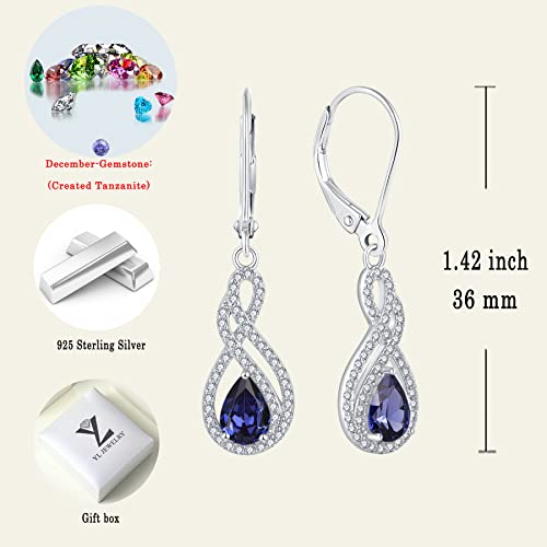Yl Infinity Dangle Drop Earrings 925 Sterling Silver Twist Earring Created Tanzanite Celtic Knot Leverback Jewelry For Women #TOP5