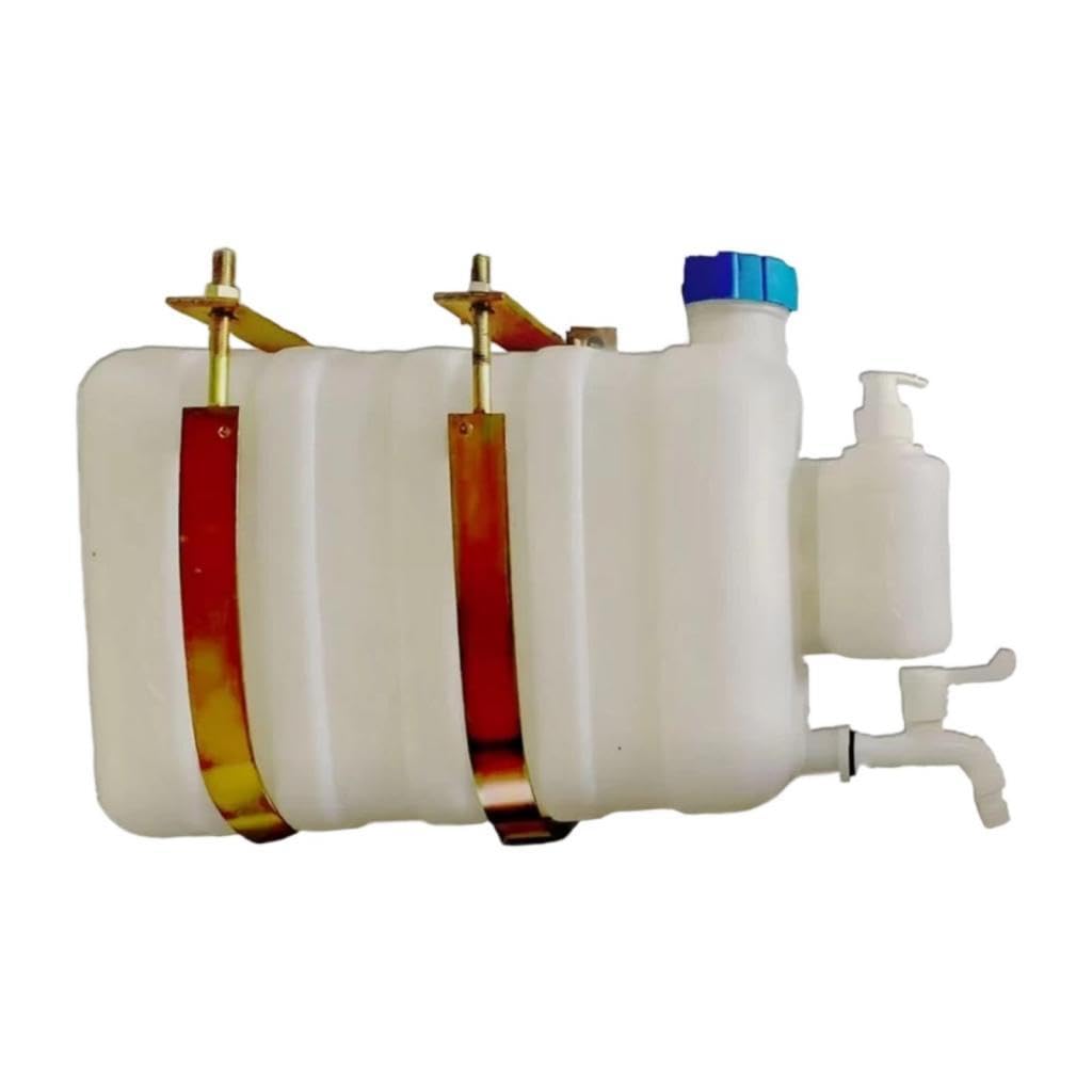 Depósito de Agua Colgante con Grifo Y Dispensador de Detergente. Construcción Robusta. Fácil Instalación en Camiones Y Furgonetas. Adecuado, Longitud 44 Cm