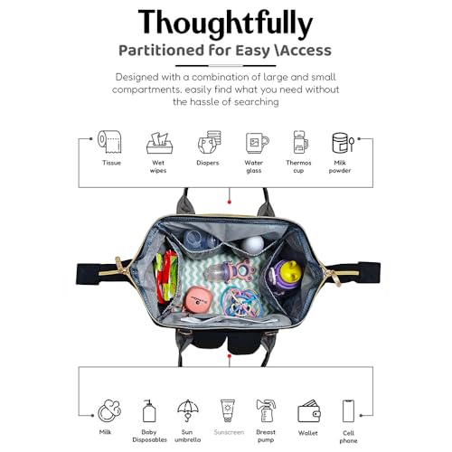 Image of StarAndDaisy Baby Bag for Mothers Travel /Maternity Bag with 16 Multi-Purpose Pockets with Quick Access Diaper & Mobile Pocket /Diaper Bag for Baby