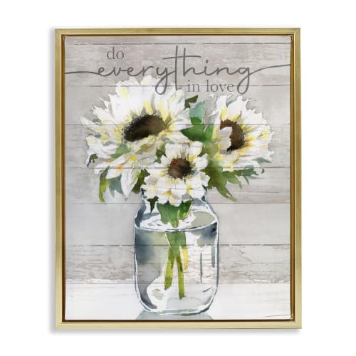 'Everything in Love Romantic Country Blooms'| Floating Frame Canvas Art