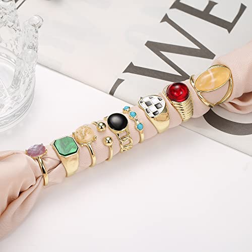 Florideco 30Pcs 18K Gold Chunky Rings For Women Gold Plated Rings Chunky Twisted Signet Rings Stackable Knuckle Midi Rings Adjustable Open Ring Sets #TOP4