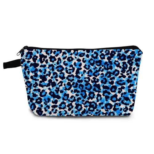 YULUENZE Blue Cheetah Leopard Makeup Bag Cute Small...