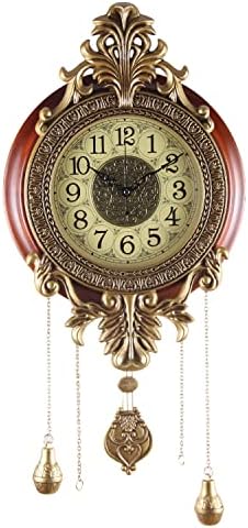 Aero Snail Large Retro Style Vintage Royal Line Silent High-end Luxury Metal Wood Wall Clock with Swinging Pendulum