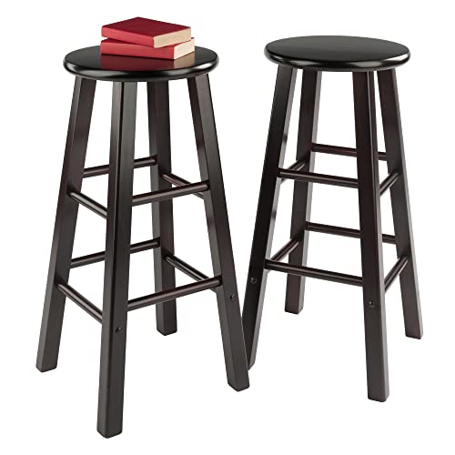 Image of Winsome Element 2-Piece Counter Stool Set, Classic Backless Bar Chairs for Kitchen & Dining Room Seating, Timeless Essential Furniture for Home, Dorm, Apartments