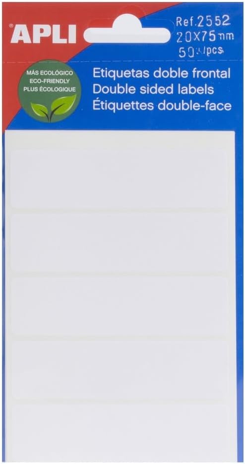 APLI White Double Front Labels 12x18mm