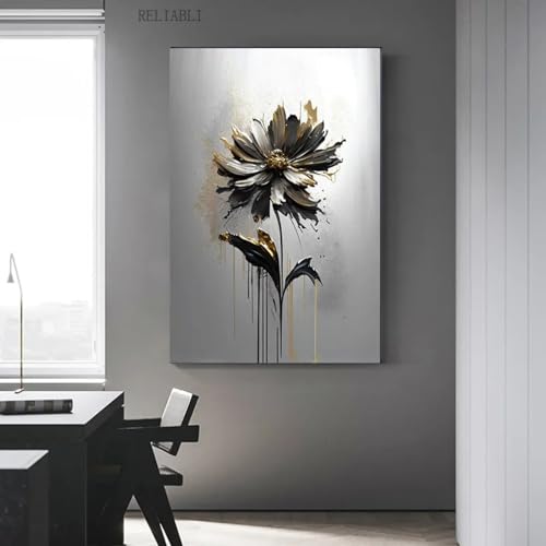 Toile abstraite moderne de fleurs 50x70cm pour salon