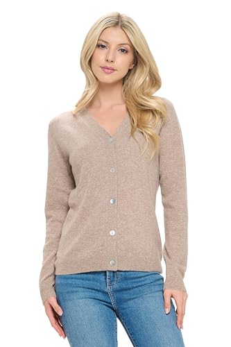 Image of Women's 100% Cashmere Soft Long Sleeve V Neck Button Cardigan