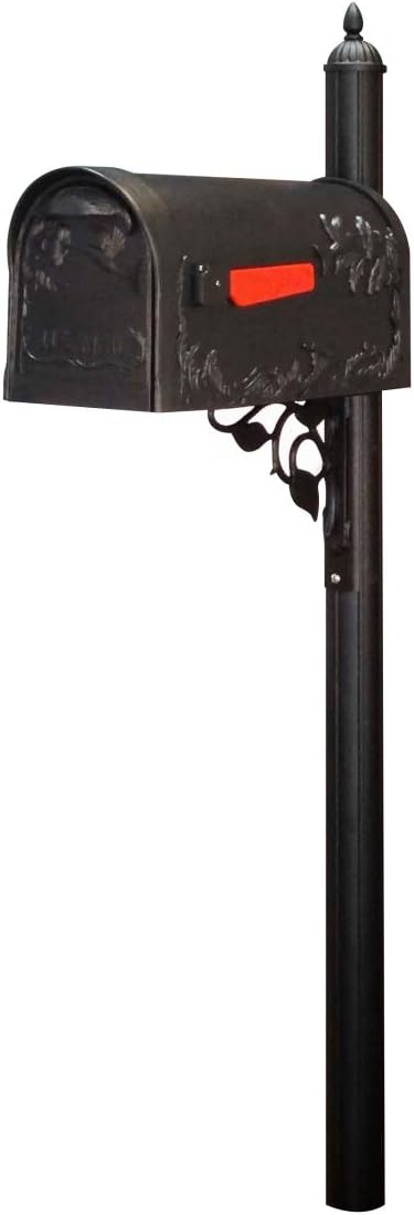 SCB-1005-SPK-651-BLK Hummingbird Curbside with Albion Mailbox Post - Black