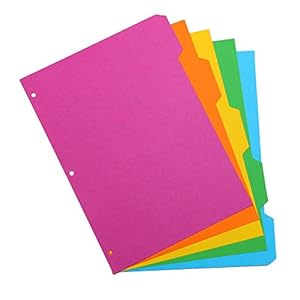Pukka Pad 5 Part Dividers – 1 Pack of 5 Tab Set, 3-Ring Binder Compatible, 8 1/2 x 11 Inches – Bright Colors