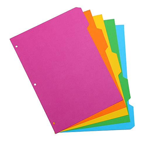 Pukka Pad 5 Part Dividers – 1 Pack of 5 Tab Set, 3-Ring Binder Compatible, 8 1/2 x 11 Inches – Bright Colors