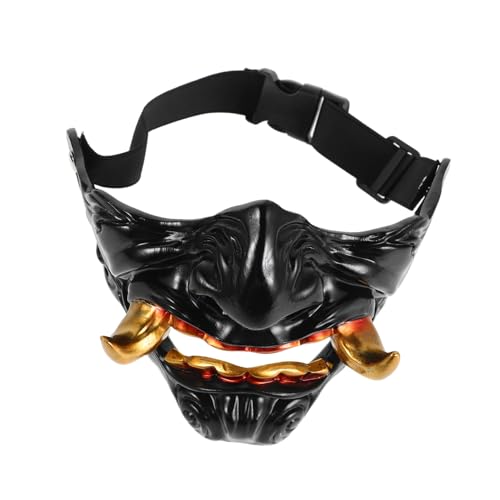 Máscara de Media Cara Japonesa de Oni, máscara de diseño samurái, máscara de Espeluznante para Fiesta de Halloween, Accesorios de Cosplay, de Resina Ligera con Detalles realistas
