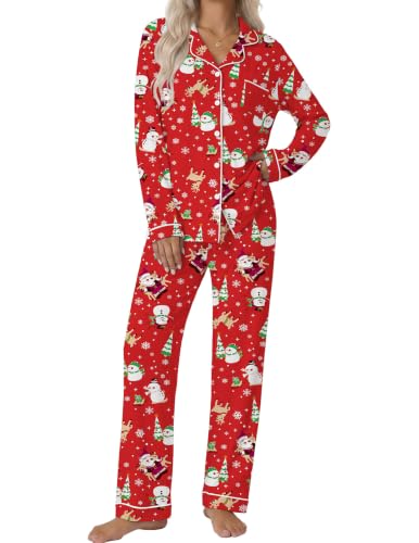 Image of Ekouaer Pajamas Womens Long Sleeve Sleepwear Button Down Loungewear Pjs Set