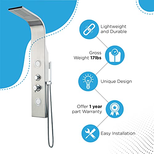 Blue Ocean 48" Stainless Steel Sps88213B Shower Panel With Rainfall Shower Head #TOP4